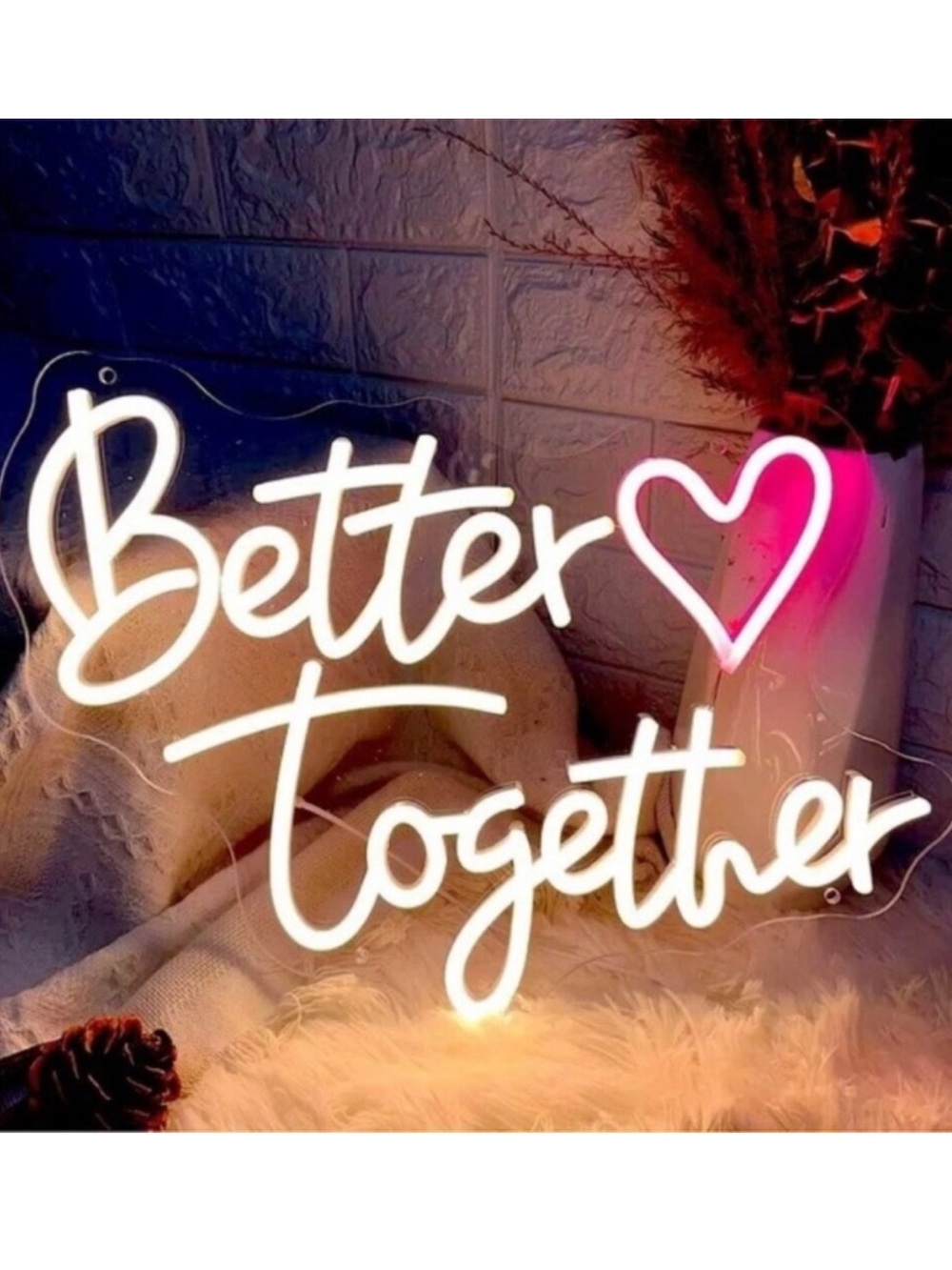 Better Together Neon Sign Wedding Anniversary Couple Bedroom Home Wall Light